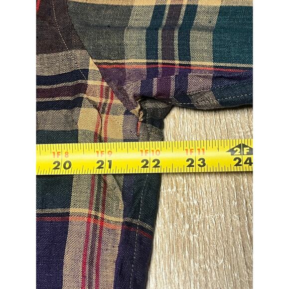 Ralph Lauren Plaid 100% Linen Long Sleeve Flannel Button Up Shirt 10 - Picture 4 of 4